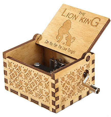 ZOENAE Carillon Antico Intagliato a Forma di re Leone a manovella in Legno Regalo di Natale Decorazione della casa for Soggiorno Camera da Letto Ornamento (Size : 1pc)