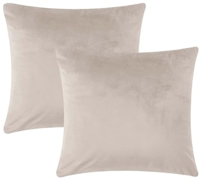 AMEHA Samt-Kissenbezüge, 45 x 45 cm, 2er-Pack, quadratische Kissenbezüge, dekorativer Grauer Kissenbezug für Sofa, Schlafzimmer, Wohnzimmer, mit unsichtbarem Reißverschluss
