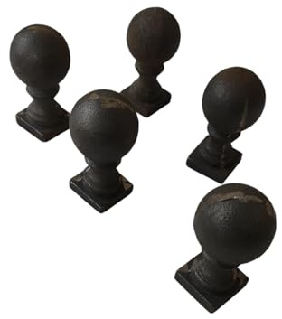 5 Pc - Decorative Fence Ornamental Cast Iron Ball Finial/Topper, Weld-on 1, 1-1/4, 1-1/2 (1)