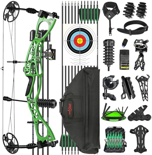 ZSHJGJR Bogenschießen Compoundbogen Set 0-70lbs Bogen und Pfeil jagdbogen compoundbögen für Rechtshand Linkshand Komplett Set Bogen Jagd Anfänger Erwachsene (Set 2 - Grün)