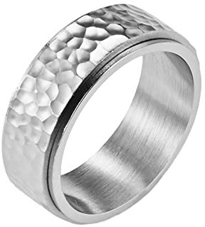 KnBoB 8MM Titan Herren Ring Silber Spinner Ring Breit Schmuck Ringe Angst Größe 62 (19.7)