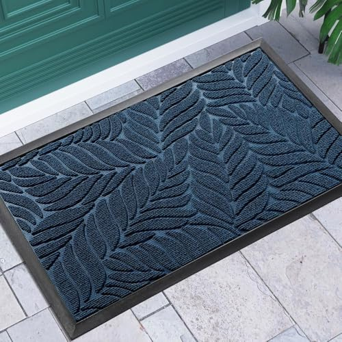 Yimobra Paillasson lavable, 75 x 43 cm, antidérapant pour l'extérieur, paillasson de qualité supérieure contre la saleté et la poussière, bleu