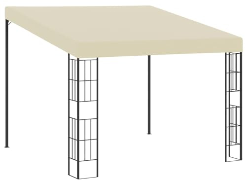 Homgoday Wand-Pavillon Anbaupavillon Gartenpavillon Gartenzelt Pavillon Partyzelt Terrassenpavillon Terrassendach Überdachung Garten Terrasse Balkon 3x3 m Cremeweiß Stoff
