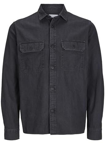 JACK & JONES JJETRAVIS LS NOOS Shirt, Black Denim, L
