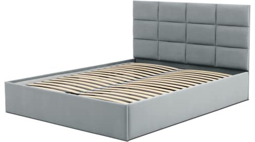 Mebligo - Polsterbett 180x200 mit Bettkasten, Bettgestell, Doppelbett mit Lattenrost, Schlafzimmer Bett mit Kopfteil, Stauraumbett Tores, Bett Ohne Matratze - Grau (Trinity 14)
