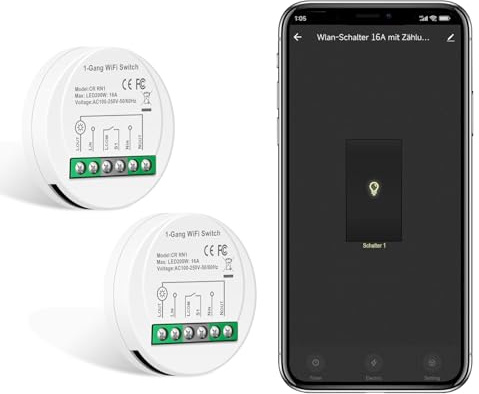CNBINGO 16Amp Smart Lichtschalter Modul, WLAN Mini DIY WLAN Schalter, Smart Switch Kompatibel mit Alexa Echo, Google Home, Smart Life/Tuya，2 Stück