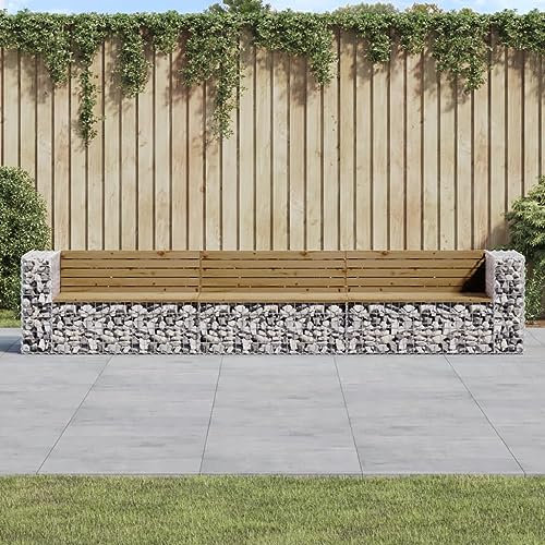 Lauuoeriau Home Items,Garden Bench Gabion Design 347x71x65.5 cm Impregnated Wood Pine,suit furniture