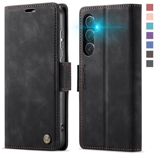 XYGLOW Handyhülle für Samsung Galaxy S24 FE Hülle Klappbar Premium PU Lederhülle Klapphülle【RFID Schutz】Kartenfach Standfunktion Schutzhülle für Samsung S24 FE 5G Flip Case Wallet Tasche Cover,Schwarz