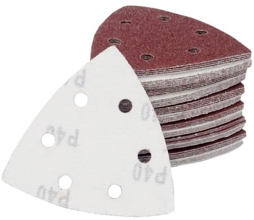 Bangbobi set di 60 pezzi di triangoli di levigatura per levigatrici a delta - 93 x 93 x 93 mm - grana 40/80/120/180/240/320 - chiusura a velcro a 6 fori - carta abrasiva per levigatrici triangolari