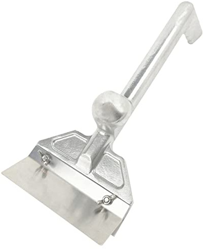 IWOWHERO Professional Stainless Steel BBQ Scraper with Long Handle Heavy Duty Griddle Cleaning Tool for Teppanyaki Flat Barbecue and Frying Pans Ergonomic Design with Splash Protection