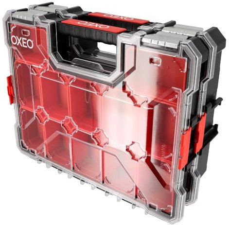 Lot de 2 Mallettes organiseur superposées - 2x12 Compartiments Amovibles - résistant aux chocs - 2 profondeurs