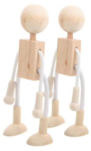 KOMBIUDA Jouet Cartoon en Bois Blanc DIY 2 Pièces, Figurines Adorables | Pp Beige, Formes Originales, Usage Décoratif, Lot de Deux, pour Loisirs Créatifs et Garçon et Filles