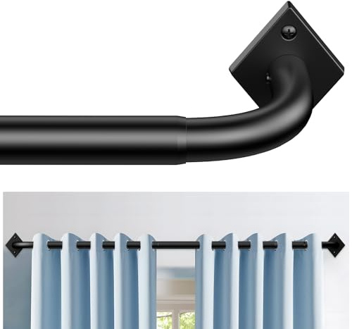 TRAROD Gardinenstange Schwarz Ausziehbar 80-370 cm,Vorhangstange Metall mit 25 mm Durchmesser,Scheibengardinenstange für Deckenmontage & Wandmontage,Curtain Rod für Verdunkelung & Blackout Vorhänge
