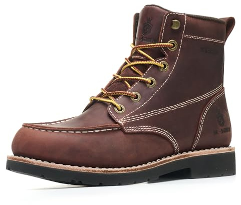 SL-Saint Botas Hechas a Mano Con Puntera de Mocasín Suave Impermeable Tobillo Clásico de Cuero Genuino Welts