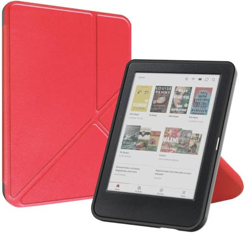 SATURCASE Etui för Kobo Clara Color/Clara BW/Clara 2E 6 tum, fällbart PU-läderfodral med silikonlock, transformatorfolio, ultraslim och lätt stöd med funktion av
