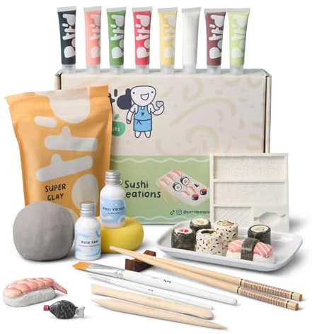 Pott'd Mini-Töpfer-Sets | Lufttrocknendes Töpferset für Erwachsene | Mit Farben, Töpferwerkzeugen und lufttrocknendem Ton ganz ohne Brennen | KOSTENLOSE Online-Anleitung | Perfekt für Anfänger