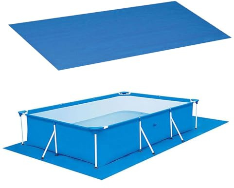 Rectangle Pool Ground Cloth, Blue Rectangle Swimming Pool Floor Protector, Ground Protector Cloth for Various Inflatable Swimming Pools, Foldable, Waterproof (Blue, 295 x 206 cm)