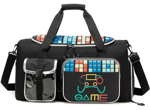 Bolsa de Viaje Bolsa Deporte Niño Plegable Bolsa Piscina de Futbol Gym con Compartimento Zapatos