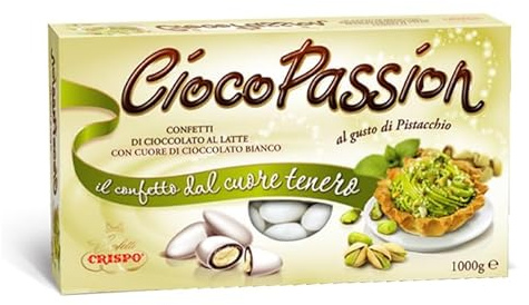 Crispo CiocoPassion Confetti Gusto PISTACCHIO con Cioccolato al Latte ripieni di Cioccolato Bianco, Senza Glutine (Gluten Free) 1kg