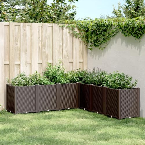 HaoChrymec Maceta Marrón de PP, Diseño Modular, 160x160x53 cm, Jardineras para Balcón, Huerto Urbano, Floreiras Exterior