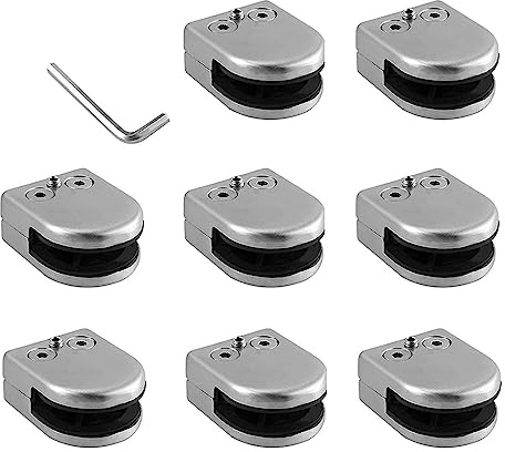 Adjustable Stainless Steel Glass Clamps - 8pcs Floor Clips for Railing Stairs Spigot - Reliable Support for 1/2 Inch Glass Balustrades and Railings
