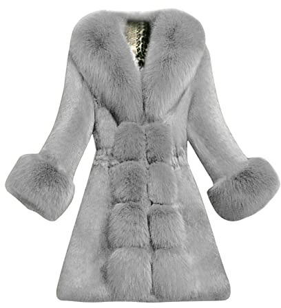 Manteau polaire pour femme long grandes tailles, manteau de transition avec col en fourrure synthétique col en V veste teddy patchwork veste en peluche fourrure synthétique veste d'hiver manteau de