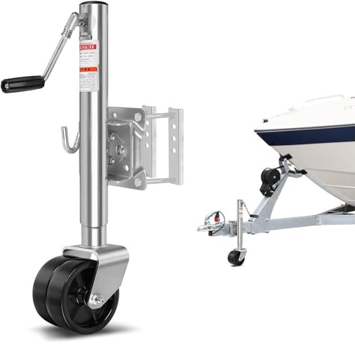 Heavy Duty Marine Swivel Trailer Jack - Lift Swivel Trailer Jack, Foldable Trailer Jockey Wheel 900kg, Automatic Trailer Jockey Wheel, 8 Inch Double Wheel, For All Car & Caravan & Boat Trailers