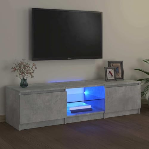 Générique Meuble TV avec lumières LED Gris béton 140x40x36 cm, Meubles, Meubles TV, Gris, (Poids 21.01KG)