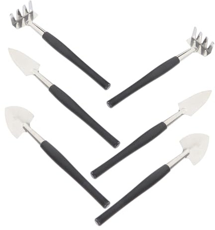 HEMOTON 6 Pièces Pelle à Plantation de Fleurs en Pot Planter des Outil de Jardin râteau à Main Mini râteau pour Jardinage Outil de Jardinage de Plantation Acier Inoxydable Noir