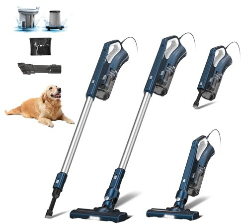 Sancorp Corded Stick Vacuum Cleaner for Home Pet Hair & Hard Floors,500W 16.7Ft Power Cord Ultra-Lightweight Vacuum Cleaner with Powerful Suction for Tile and Low-Pile Carpet Handheld Vac(VA002)
