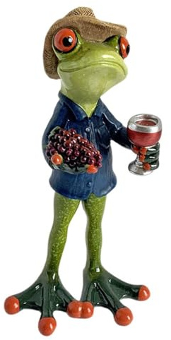 formano Frosch Winzer mit Weinglas 16cm handbemalt Polyresin glasiert Dekofigur - aus der beliebten Froschhausen Serie detailreich gestaltet - originelle Geschenkidee für Weinliebhaber & Sammler