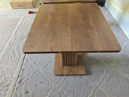 Tribesigns Dining Table for 4, 90 cm x 80 cm x 75 cm Small Kitchen Table with Sturdy Base, Farmhouse Dinner Table for Dining Room, Living Room, Kitchen, Brown