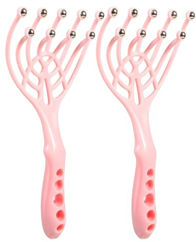 SMASOLO Masajeador de Cuero Cabelludo 2 Piezas Rosa, Garra Manual para Masaje Capilar, Alivio Tensión y Estrés, Herramienta de Spa para Cabeza, Cuello y Hombros, Accesorio Relajación