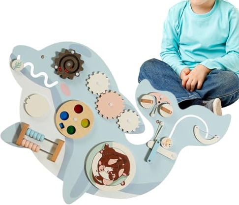 Wall Busy Boards - Wall Activity Board – Wooden Sensory Learning Panel, 11-in-1 Montessorii Busy Boards, Mounted Activity Center | Early Developmental Toy for Kids, Girl, Boy, Preschool, Kindergarten
