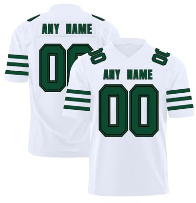 Magliette Personalizzate Maglie Football Americano, Stampate con Nomi e Numeri, Adatte a Bambini, Adulti, Uomini e Donne Bianco