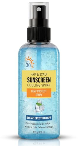 Haar- & Kopfhaut-SPF30-Sonnenspray, kühlender Nebel für heißes Wetter, nicht fettend, breitbandiger UVA/UVB-Schutz, verhindert Farbverblassen & Trockenheit, unverzichtbar für Strand & Pool