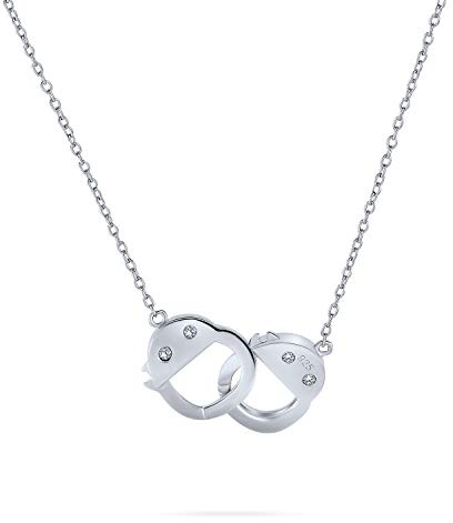 Bling Jewelry Romantische Zarte Arbeits-Schloss CZ Akzent Handschellen-Halskettenanhänger Für Frauen .925 Sterlingsilber