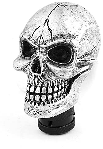 sourcing map Skull Schaltknauf Silber 1pc Für Auto Metall 3 Connector | 3 Verschiedene Durchmesser, Direkter Ersatz, Keine Modifikation Erforderlich, Hilft Beim Schalten