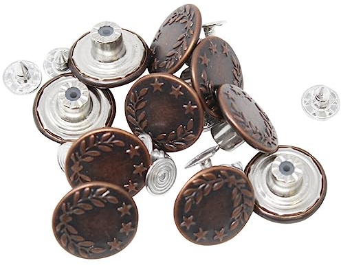 BIG-SAM Metallknöpfe/Jeansknöpfe - Ø 17mm - Altkupfer - 5/10 / 25 oder 50 Stück - Nähfrei mit Anleitung! (10)