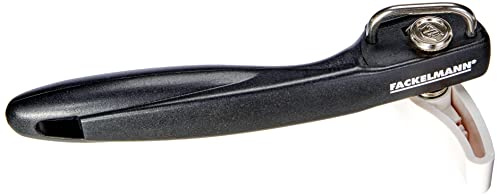 Fackelmann Dosenöffner, praktischer Konservenöffner mit Schneidrad aus C-Stahl/Edelstahl, Universalöffner für Deckel ohne scharfe Kanten (Farbe: Schwarz/Weiß oder Weiß/Schwarz - nicht frei wählbar), Menge: 1 Stück