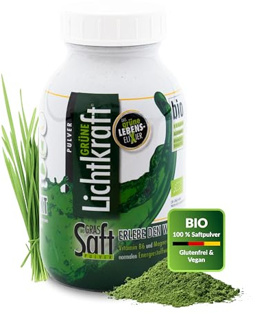 Grüne Lichtkraft® GerstengrasSAFTpulver Bio aus Kamut® & Gerstengras 170g – Hochkonzentriert, vegan, glutenfrei – Reines Saftpulver in Rohkostqualität – Kein gemahlenes Gras – Für Entgiftung