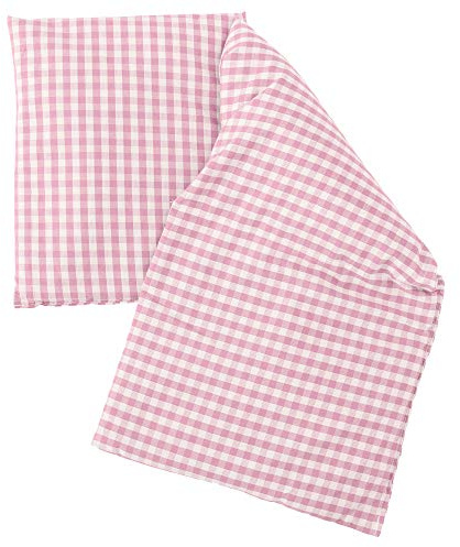 Coussin aux graines de colza 20x50cm compartimenté en trois - Tissu biologique en vichy rose et blanc - Coussin bouillotte et compresse froide aux graines