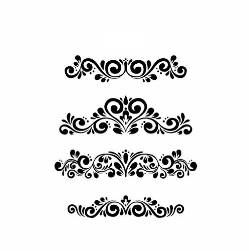 Set von Barock-Bordüre, wiederverwendbar, große Größen, Ornament-Stil/B8 (selbstklebende Folienschablone, Größe M – 100 x 140 cm, 39,4 x 55,3 Zoll)