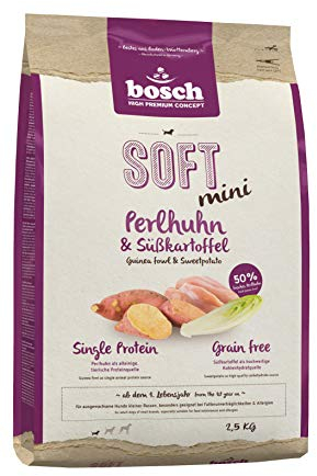 bosch HPC SOFT Mini Perlhuhn & Süßkartoffel | halbfeuchtes Hundefutter für ausgewachsene Hunde kleiner Rassen | Single Protein | grain-free | 1 x 2.5 kg