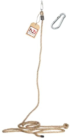 h2i Kletterseil für Kinder | Klettertau mit 1 Knoten | Knotenseil für Spielturm, Baumhaus & Kletterturm | Seil inkl. Sicherungsring & Karabiner | Outdoor Kletterspielzeug | Länge 4 m