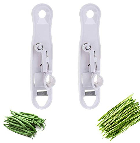 Mein HERZ 2 Pcs Cortador-pelador, Troceador, Triturar la Cocina, Cortador, Herramientas de Cocina para Verduras, Acero, para Algarroba, Judías Verdes, Guisantes, Blanco, 3 x 13 x 3 cm