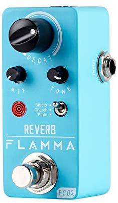 FLAMMA FC02 Mini Reverb Pedal Digital Guitar Pedal with 3 Reverb Effects Church Plate Studio True Bypass