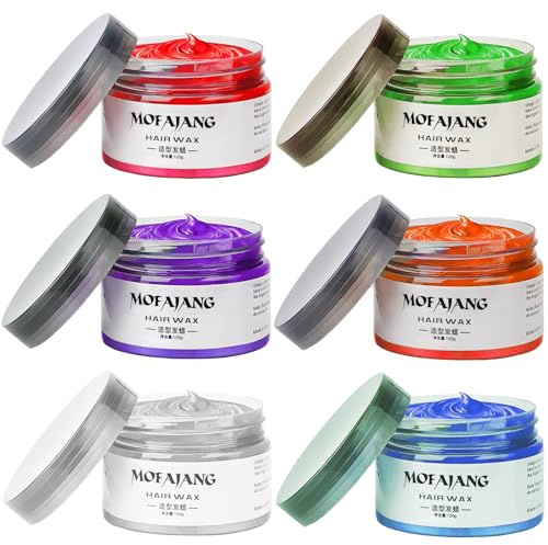 Temporary Hair Color Chalk, Hair Wax Color For Gifts, Birthday,Party, Cosplay DIY, Halloween, Christmas (6, Red Orange Purple Blue Green Gray)