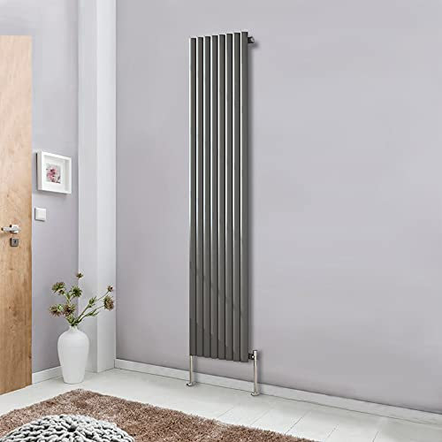 Blümme 1800x472mm Modern Radiator Vertical Oval Column Single Panel Bathroom Heater Central Heating Radiators Anthracite
