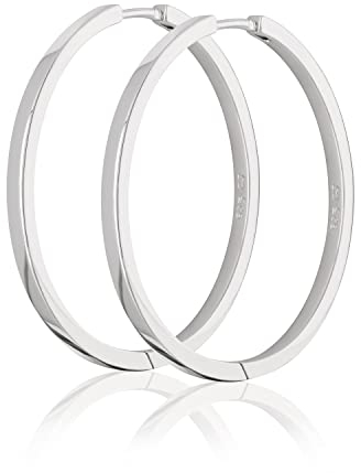 NKlaus Par 925 sterling silver vikbara creoler fyrkant 1,8 mm tjocka örhängen rod., 33mm, Sterlingsilver,